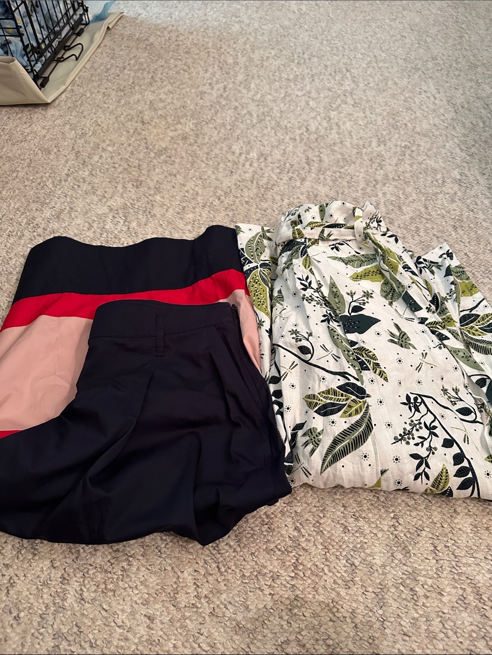 Boden Bundle 2 skirts Colorblock Navy & Blush Floral White linen size 8R